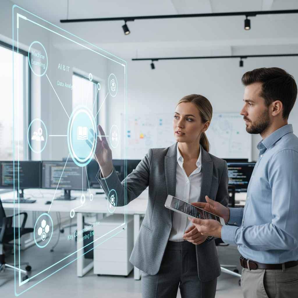 dwie osoby przy tablicy holograficznej