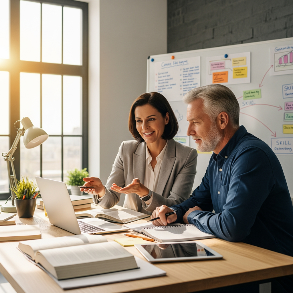 dwie osoby patrzą na ekran laptopa